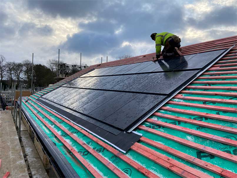 Sandtoft In-Roof-Solar (IRS) by Weinerberger installation progress.